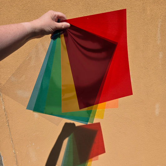 Färgade transparenta A4-ark – 6 pack | Tjock plast för pedagogiska aktiviteter och skapande
