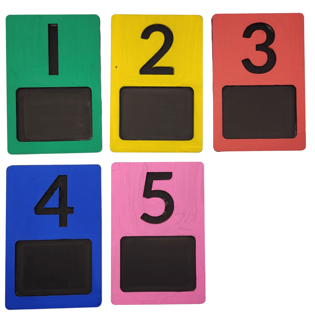 1-5 loose part tray counting and sorting- coloured MDF