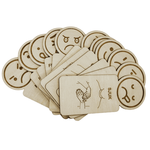 11 feeling cards with sign language in Swedish