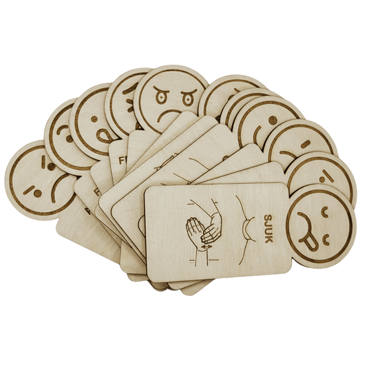 11 feeling cards with sign language in Swedish