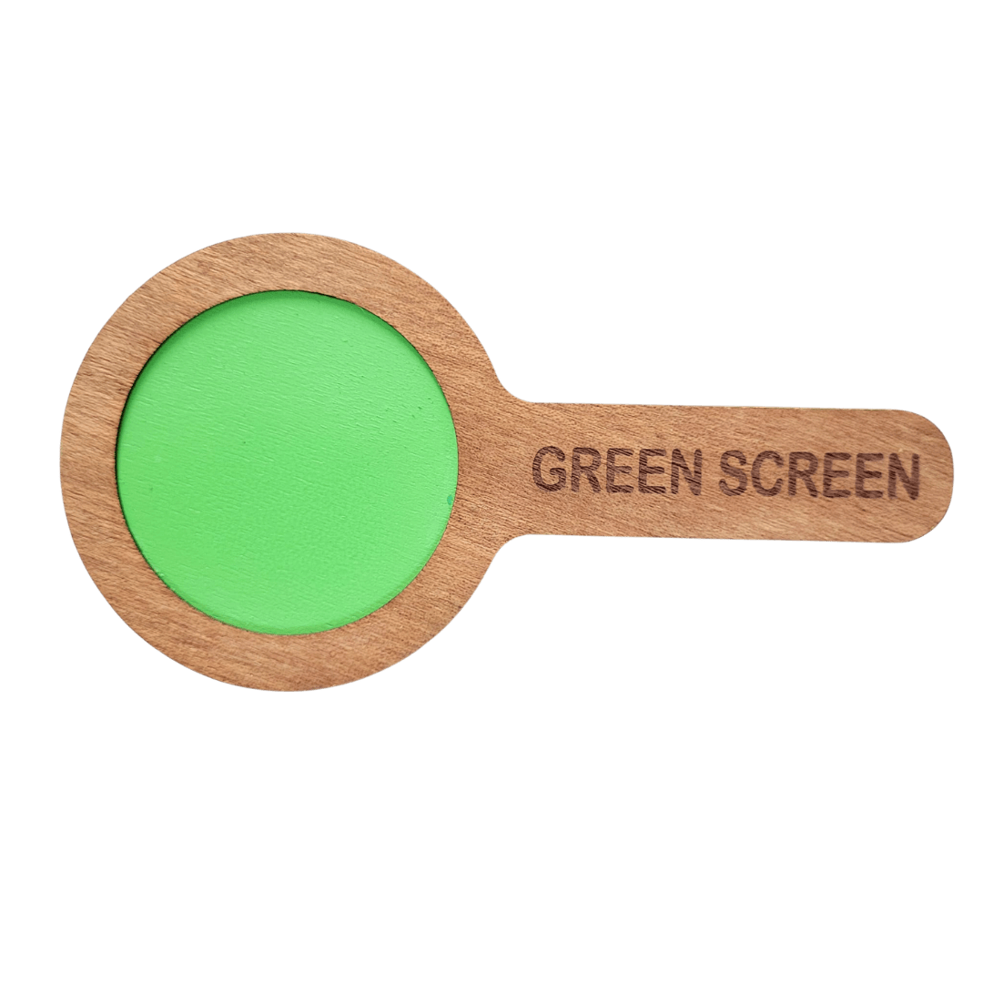 Green Screen paddle with frame in high quality mahogny