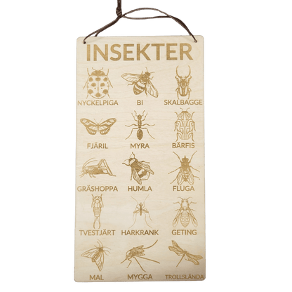 Insects poster in Swedish- 3mm birch- 30 or 15cm cm