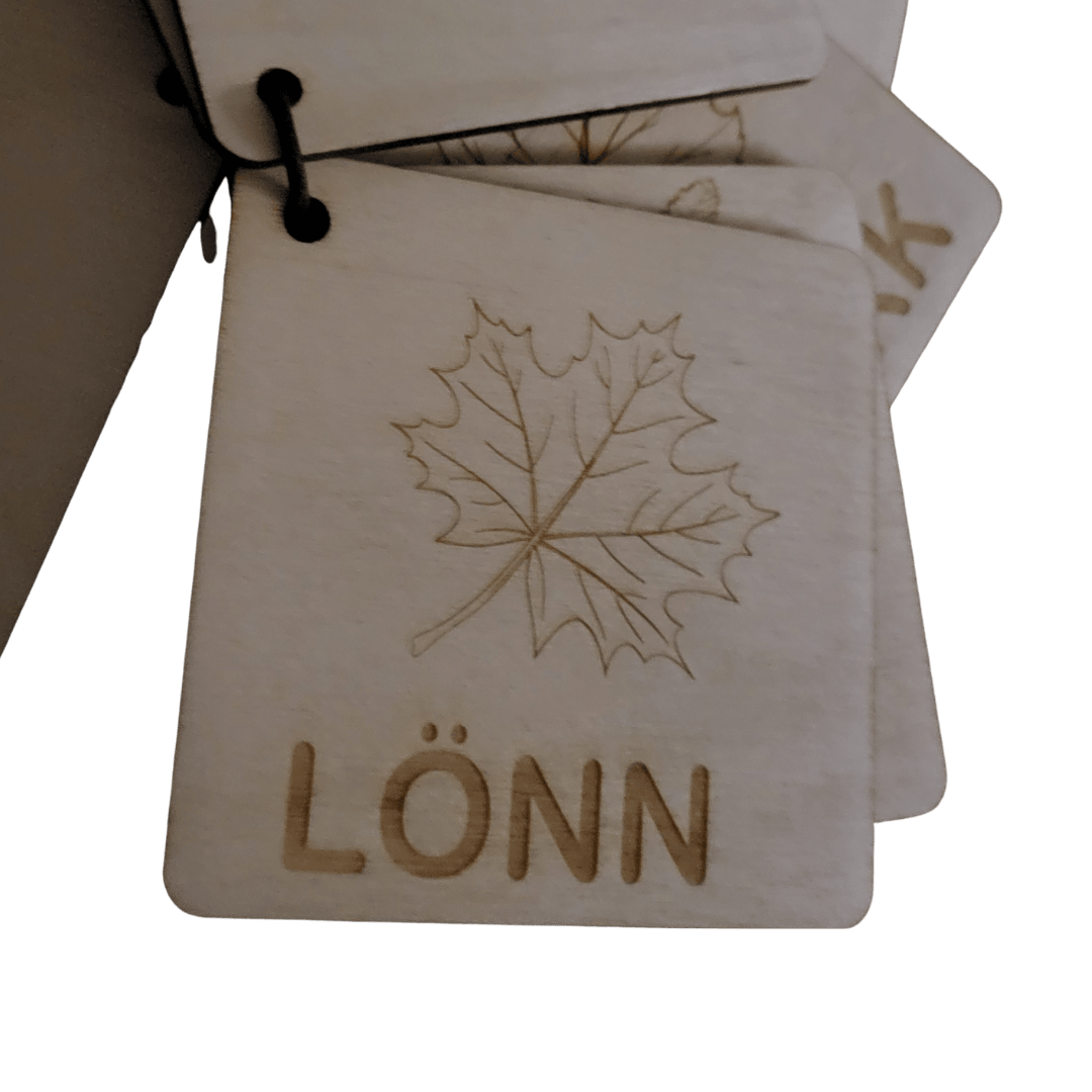 7 different leaves with TAKK for leaf in Swedish