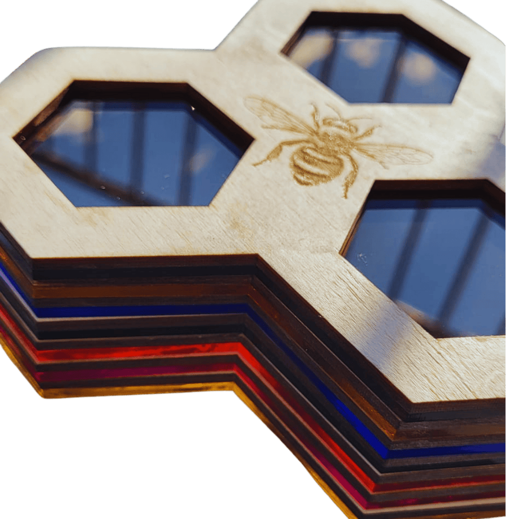 1 Bee hexagon shaped mirror trinket