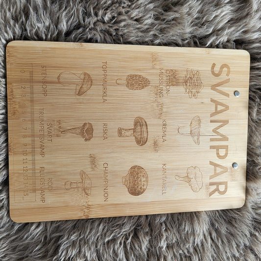 2 clip boards with leaves and mushrooms
