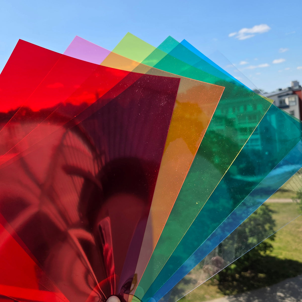 Färgade transparenta A4-ark – 6 pack | Tjock plast för pedagogiska aktiviteter och skapande