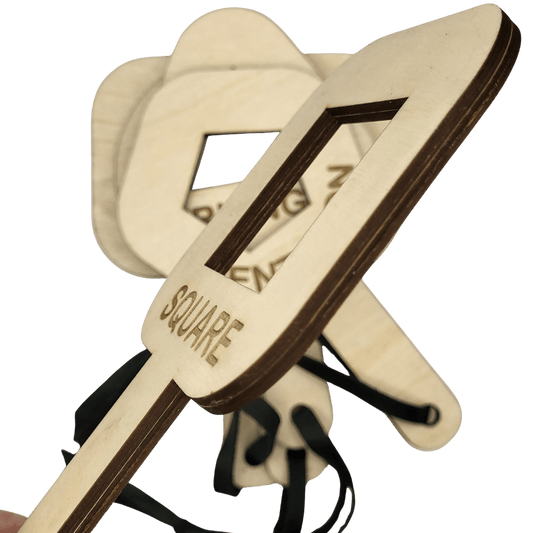 5 shape finders with name in Swedish, English or both
