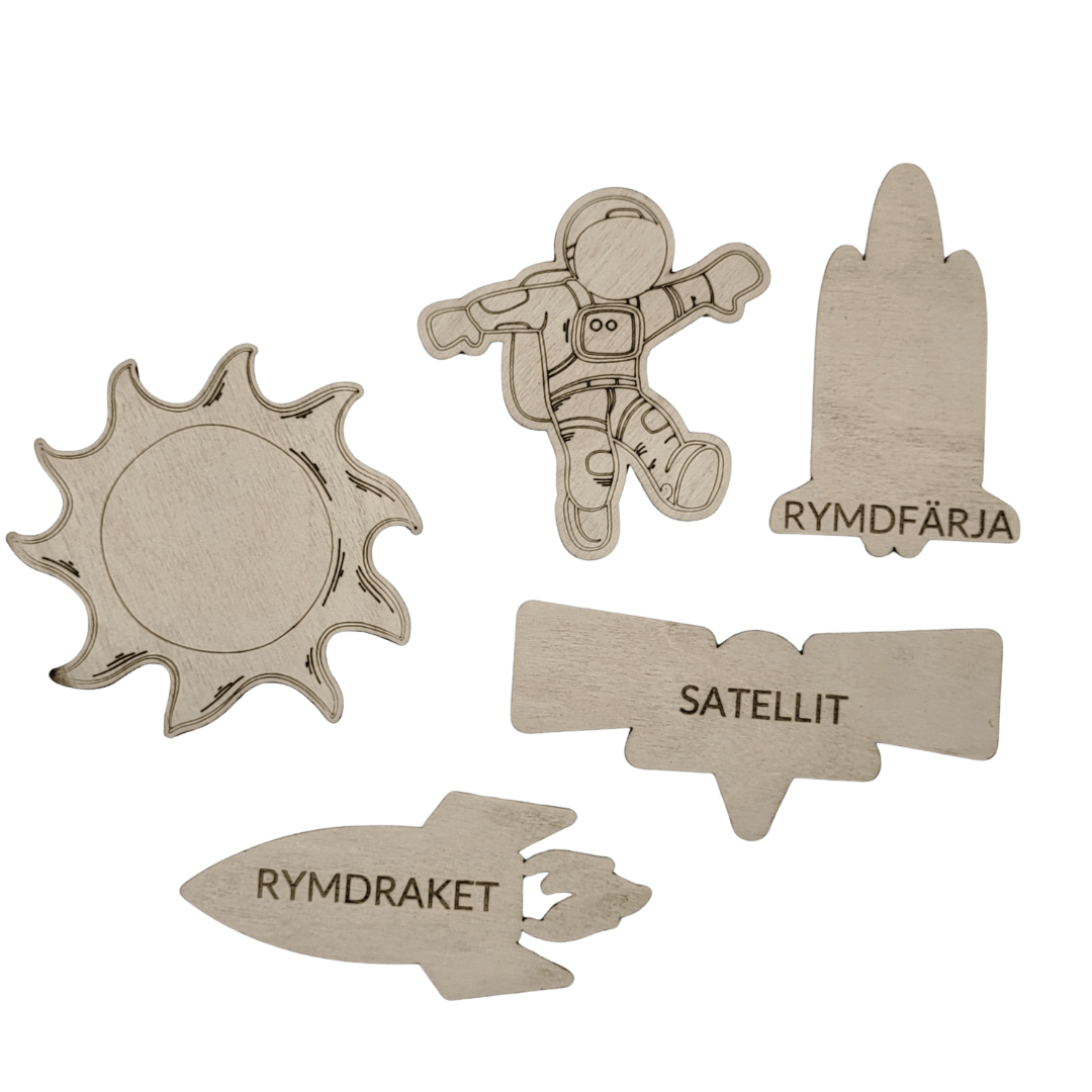 5 Space figures with names in Swedish