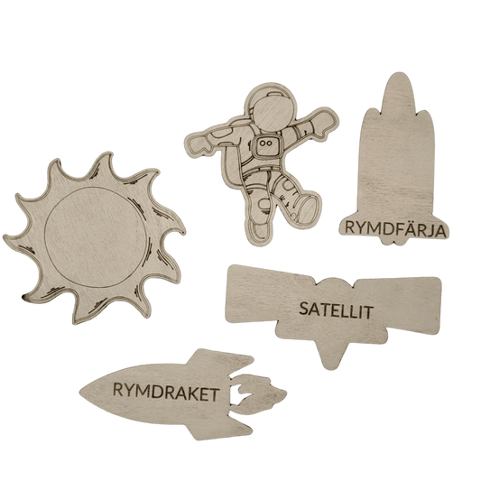 5 Space figures with names in Swedish