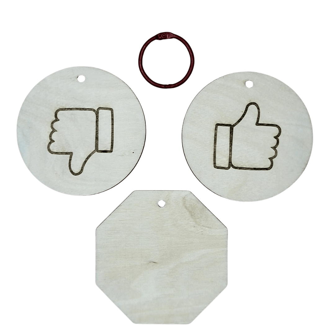 Thumbs up, thumbs down and stop signs- 7cm- integrity preschoolers