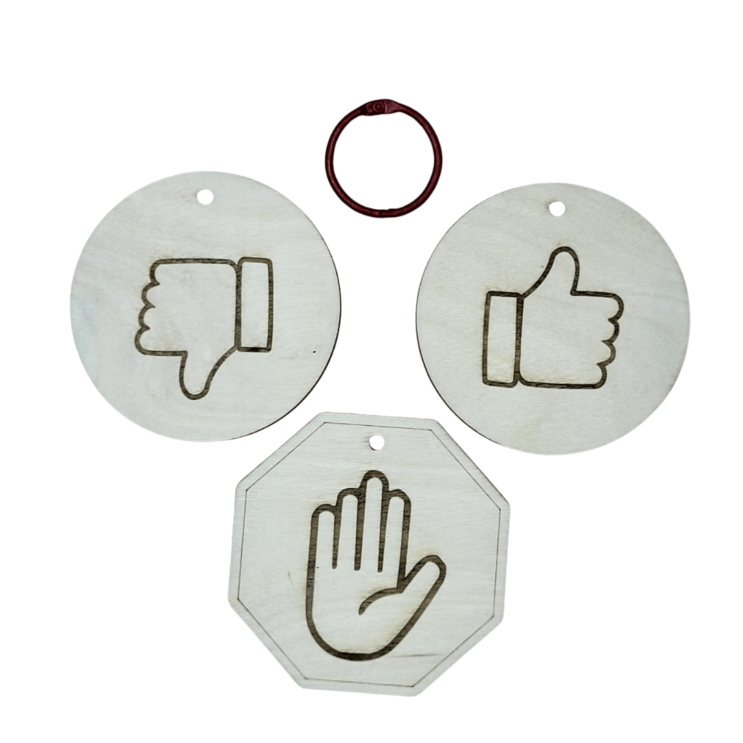Thumbs up, thumbs down and stop signs- 7cm- integrity preschoolers